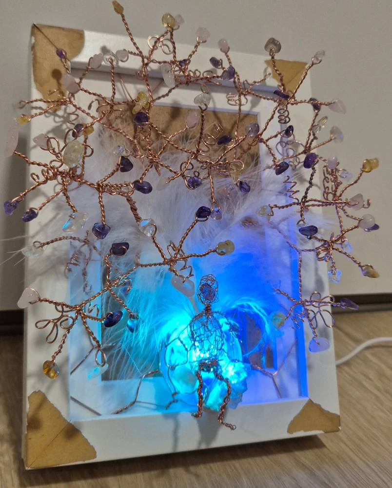 3D Strom života a štěstí v obraze na stůl s LED